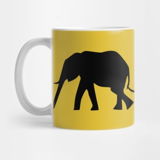 Silhouettes of 3 Elephants Holding Tails Mug